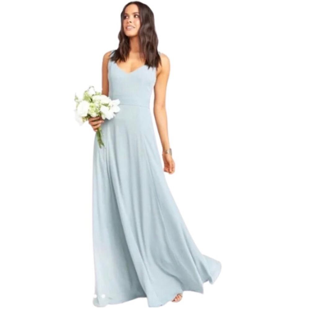 Show Me Your Mumu Jenn Maxi Dress Silver Sage Crisp V-Neck Sleeveless Size XL